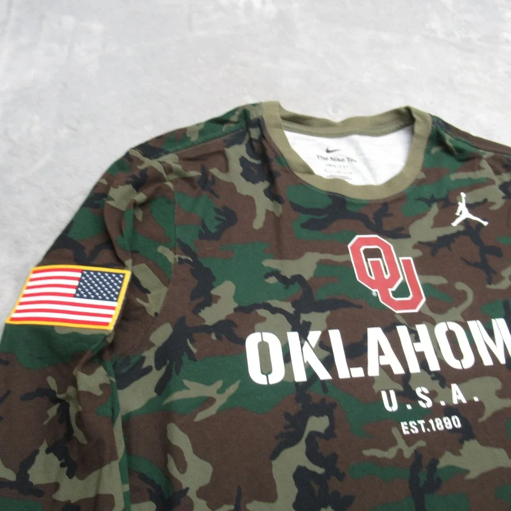 Oklahoma‎ Sooners Nike Shirt Mens Medium Green Camo Dri-FIT Long Sleeve NCAA